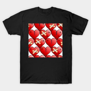 broken hearts pattern on white T-Shirt